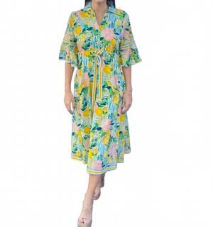 NEW ISLAPAYAL cape midi dress in riviera